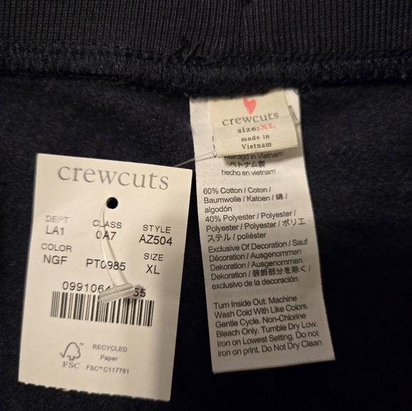 NWT Crewcuts Cozy Fleece Sweatpants Navy Blue With Stars Size XL - Picture 3 of 4